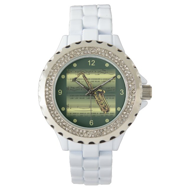 Montre Saxophone à Rolled Sheet Music à (devant)