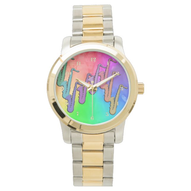 Montre Saxophones psychédéliques Regarder la musique colo (devant)