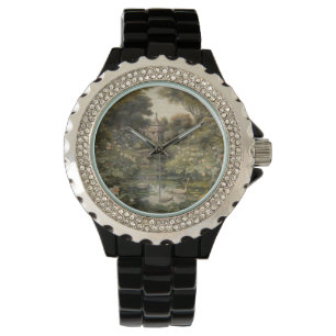 Montre Scène botanique de cygnes dans un jardin anglais