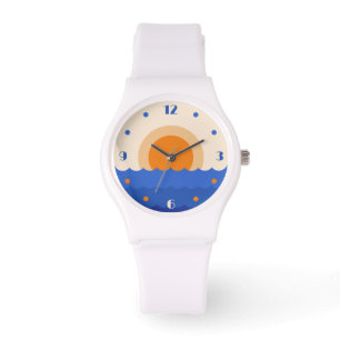 Montre Scène minimaliste de coucher de soleil sur l'océan