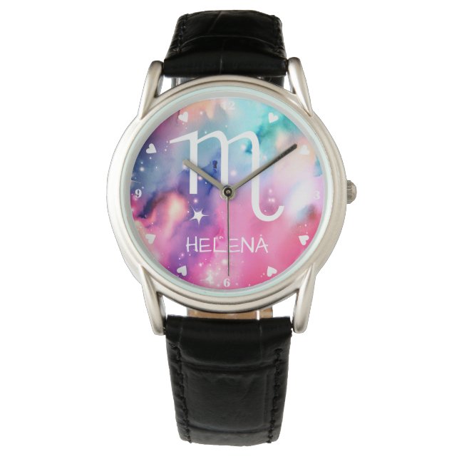 Montre Scorpio signe Zodiac étonnant aquarelle peinture (devant)