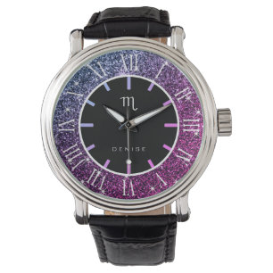 Montre Scorpio Zodiac Luxe rose violet Parties scintillan