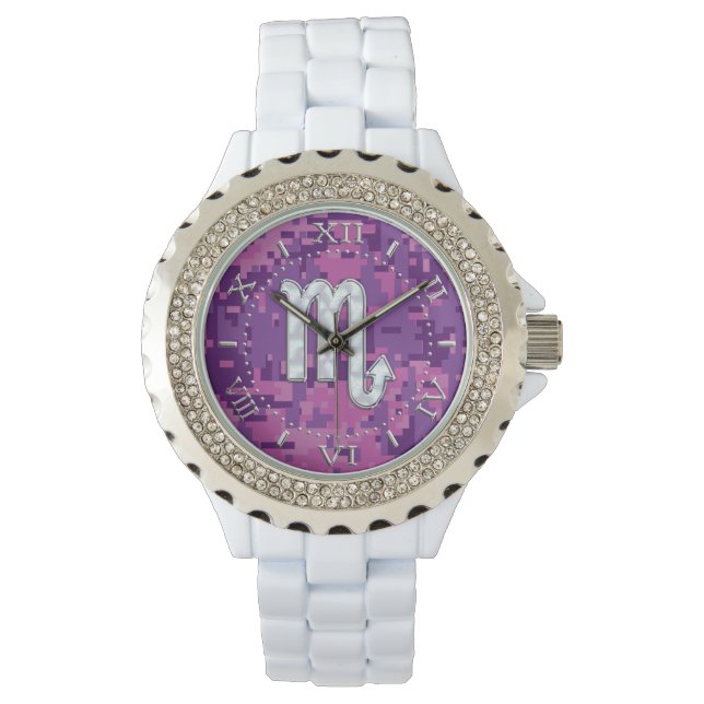 Montre Scorpio Zodiac rose Fuchsia cadran numérique (devant)