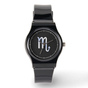 Montre Scorpio Zodiac Silver Sign peau de serpent noir