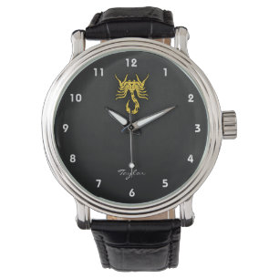 Montre Scorpion jaune ambre