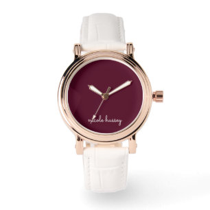 Montre Script Bourgogne   Monogramme moderne élégant