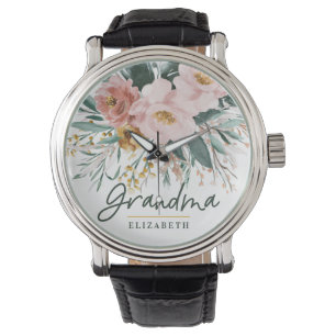 Montre Script floral d'aquarelle élégant grand-mère