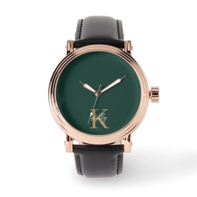Montre Script moderne Emerald Green Gold (Recto)