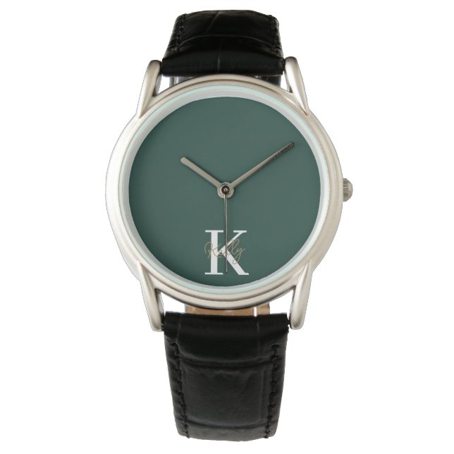 Montre Script moderne Emerald Green Monogram (devant)