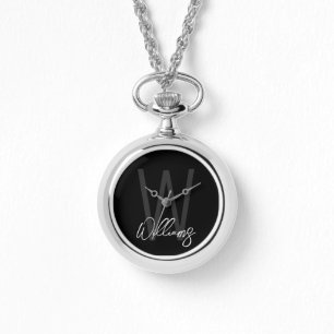 Montre Script moderne Monogramme personnalisé et nom