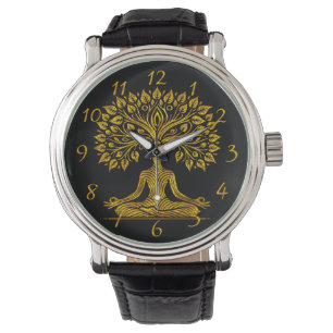 Montre Sculpture de Bouddha d'or complexe
