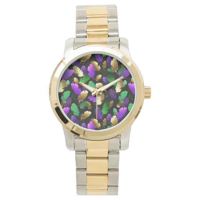 Montre Seamless Pattern with Mardi Gras feathers (devant)
