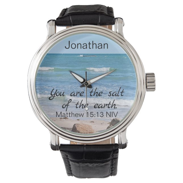 Montre Sel de la Terre Photo d'Ocean Bible Verse (devant)
