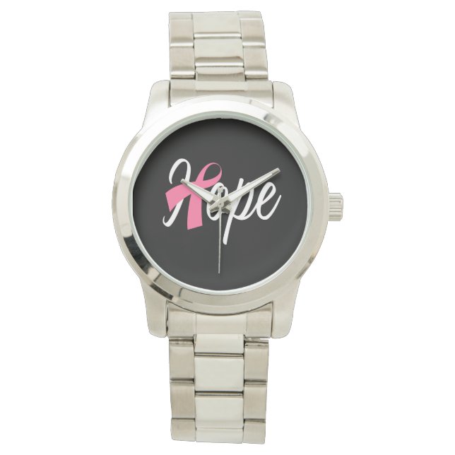 Montre Sensibilisation au cancer du sein Ruban rose HOPE (devant)