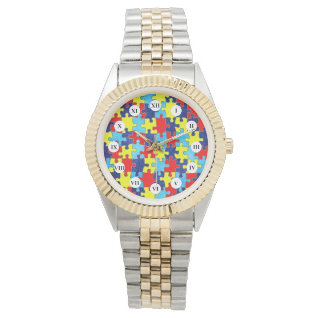 Montre Sensibilisation sur l'autisme-Puzzle par Shirley T (devant)