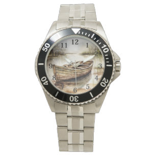 Montre Sérénité rustique : Bateau en bois Patiné