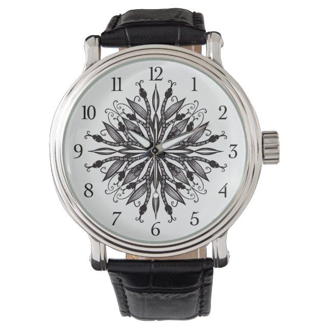 Montre Serpents Gothiques Déplaisants Noir Et Blanc (devant)