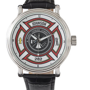 Montre Service d'incendie AJOUTER LE NOM Pompier Insigne 