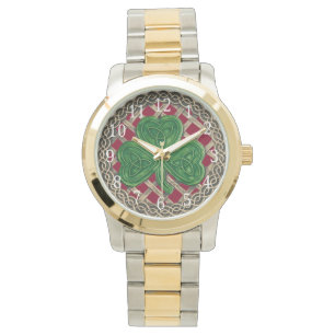 Montre Shamrock Rouge Sur Céltic Knots Watch