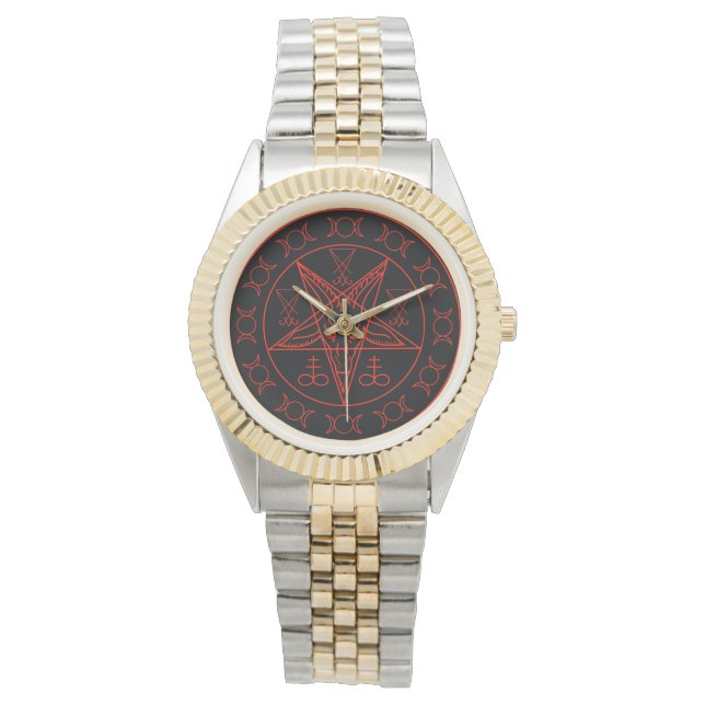 Montre Sigil de Baphomet triple lune et sigile de lucifer (devant)