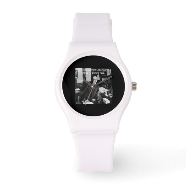 Montre Sigmund Freud et Cat Citation Femmes Silicone Watc (Recto)
