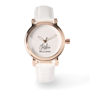 Montre Signature Monogramme manuscrit Script Blu rose