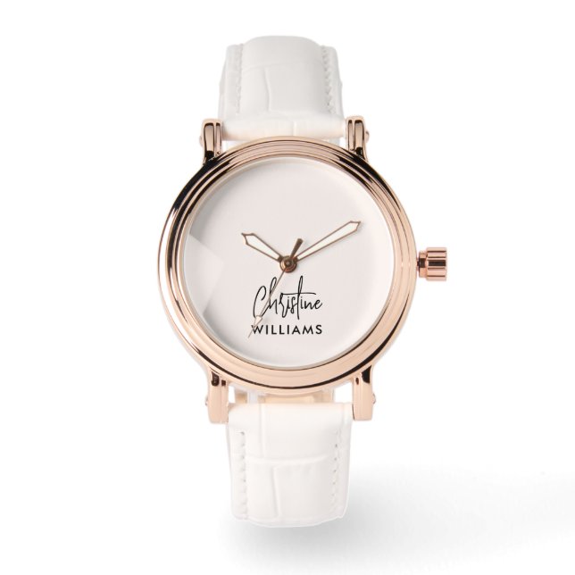 Montre Signature Monogramme manuscrit Script Blu rose (Recto)