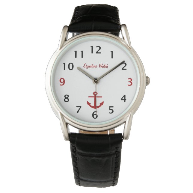 Montre Signature Watch Ancre noir et rouge (devant)