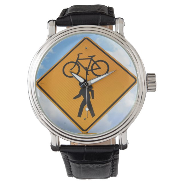 Montre SIGNE Bicyclette et piéton Traversant la route à l (devant)