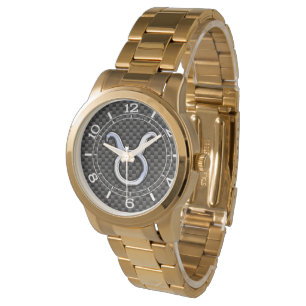 Montre Signe du zodiaque Taureau sur cadran en charbon de