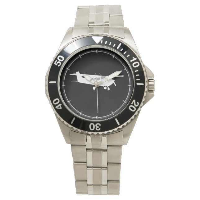 Montre Silhouette de Cessna classique de l'aéronef volant (devant)