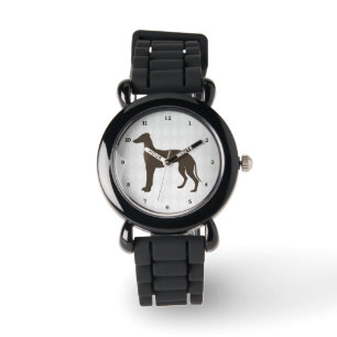 Montre Silhouette de chien de lévrier sur des formes de