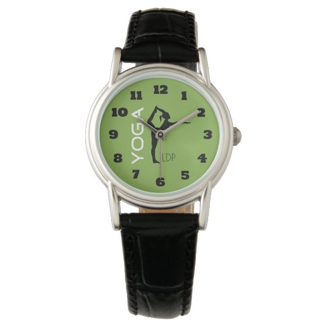 Montre Silhouette de pose de yoga sur Monogramme Arrière  (devant)