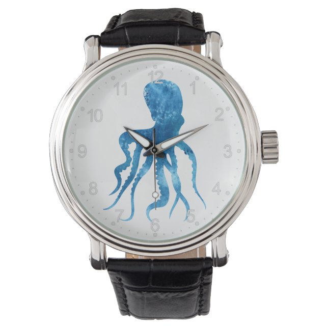 Montre Silhouette de poulpe aquarelle (devant)