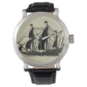 Montre Silhouette du navire avec voiles de billage
