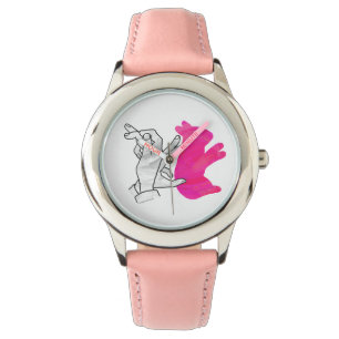 Montre Silhouette main Rabbit rose