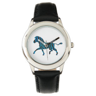 Montre Silhouette noire et bleue Zebra