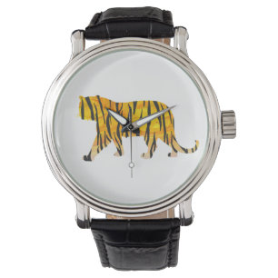 Montre Silhouette Tiger noir et orange
