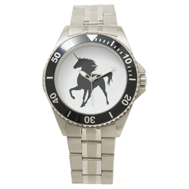Montre Silhouette Unicorne Noire (devant)