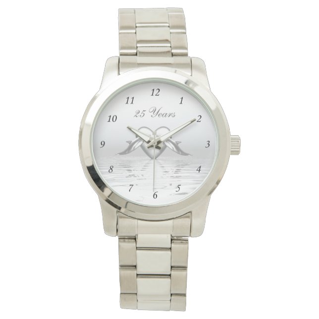 Montre Silver Anniversary Dolphins et Heart (devant)