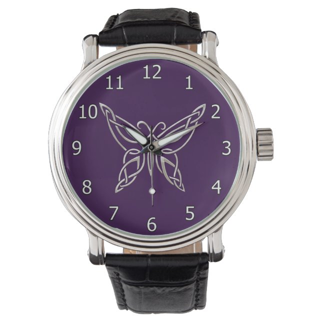 Montre Silver Purple Celtic Butterfly Curling (devant)