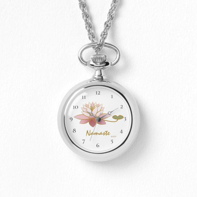 Montre *~* Silver Zen Rose Namaste Rose Fleur Spirituelle (Recto)