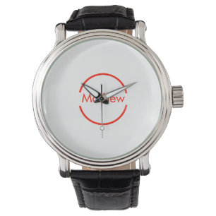 Montre simple cercle rouge ajouter votre nom lettre texte