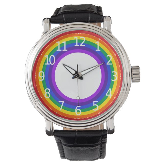 Montre Simple couleur LGBT Pride Regarder arc-en-ciel Hom (devant)