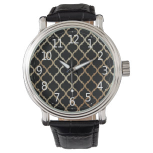 Montre Simple Elegant Moderne Or Motif marocain  