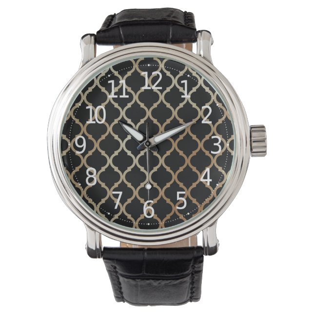 Montre Simple Elegant Moderne Or Motif marocain | (devant)
