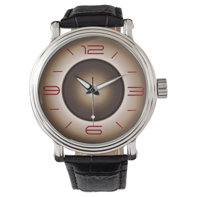 Montre Simple en Tan avec chiffres rouges >Montres pour h (devant)