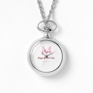 Montre simple minimum de jour mère monogramme nom rose te