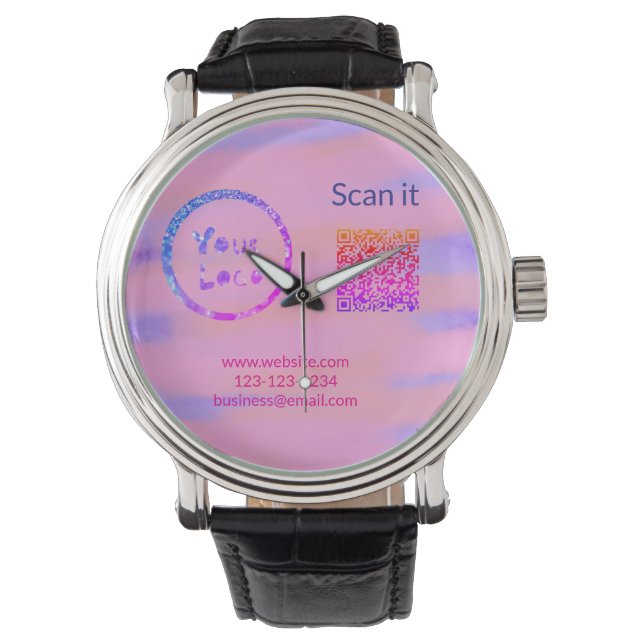 Montre Simple minimum q r code ajouter logo code d'analys (devant)