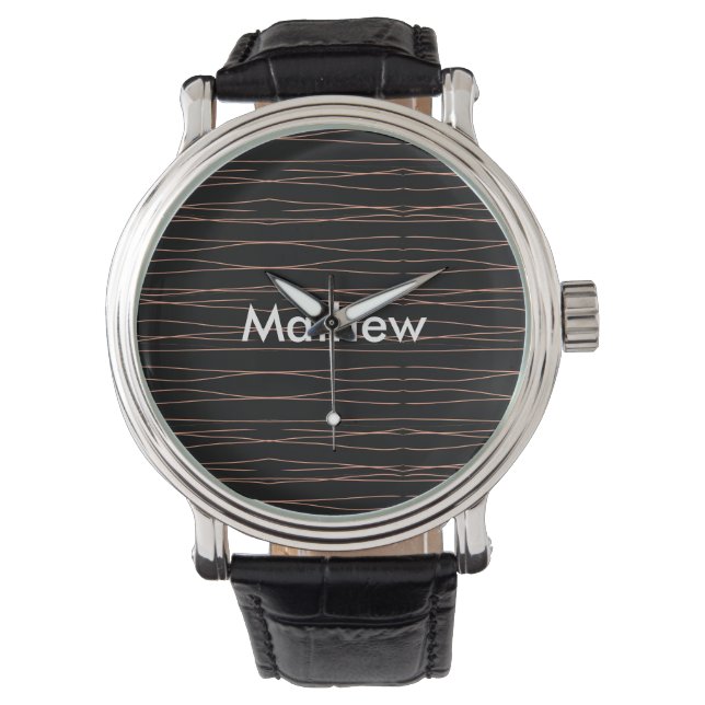 Montre Simple monogramme ajouter votre nom lettre man min (devant)